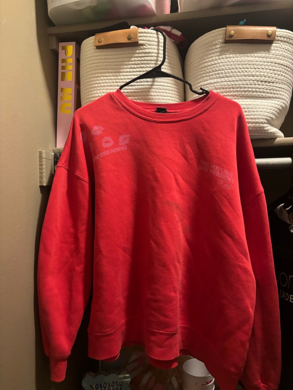 wild fable Red Oversized Crewneck Sweatshirt